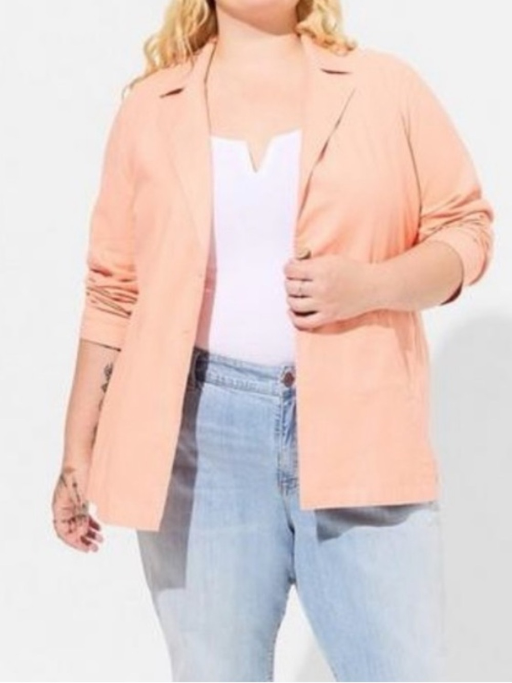 TORRID linen longline button front blazer
